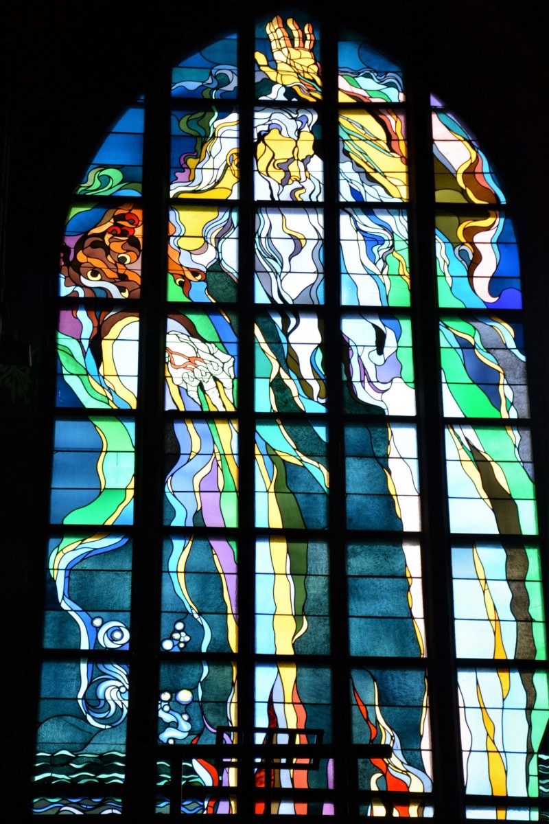 Cracovie : le vitrail de l'église des Franciscains